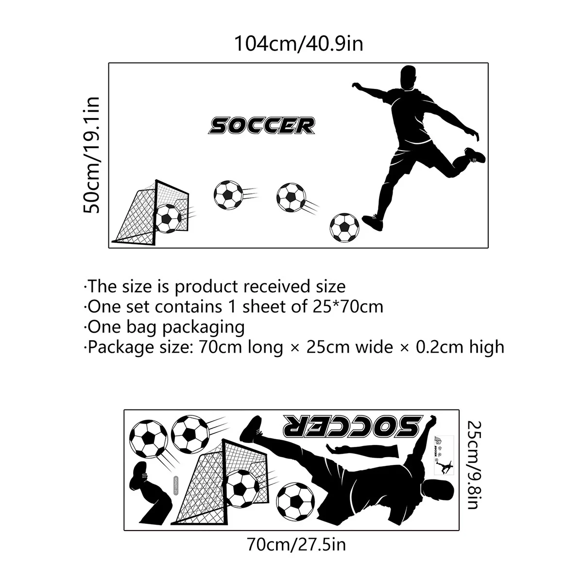 25*70cm English Soccer Football Character Wall Sticker Creative Backwall Living Room Bedroom Study Decorative Pvc Wall Sticker