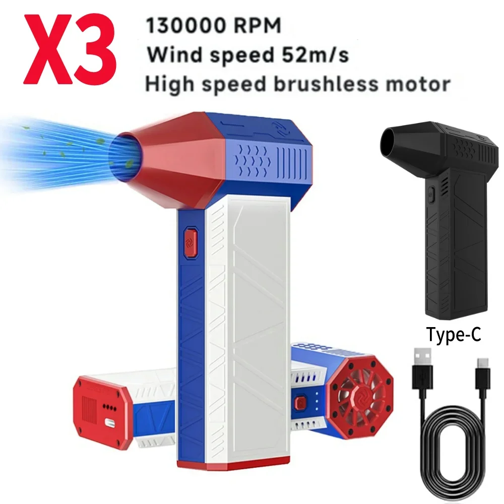

X3 130000RPM Mini Turbo Jet Fan 52+ M/s Brushless Motor Violent Turbo Fan 3 Gear Adjustable Handheld Duct Fan Cleaning Tool