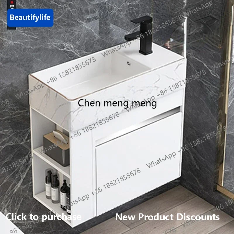 z5556Minimalist Mini Bathroom Cabinet with Side Storage Ceramic Integrated Basin Bathroom Vanity Cabinet with Sink Bathroom Furn