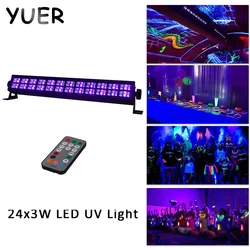 LED 24x3w UV 라이트, 벽 세척 무대 효과 보라색 원격 제어 DJ 디스코 홈 파티 나이트 클럽 축제 분위기 램프