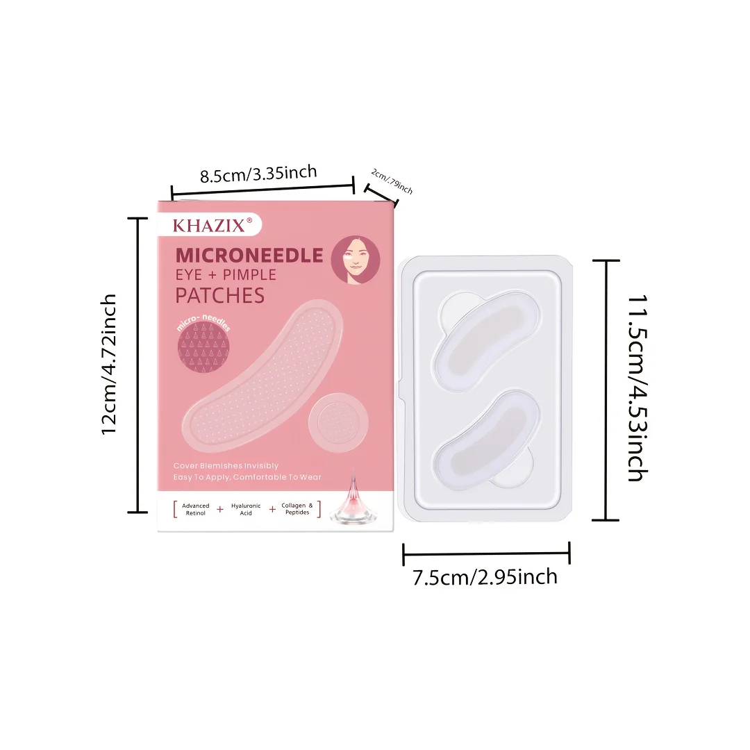 2pcs+12pcs(micro needle patch + acne patch). Moisturize and firm the skin, improve swollen eye bags, dark circles and fine lines