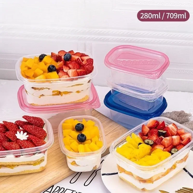 50Pcs Clear Oval Plastic Box Cake Bowl And Packaging Container Wedding Dessert Packaging Bowl Party Cake 500ML