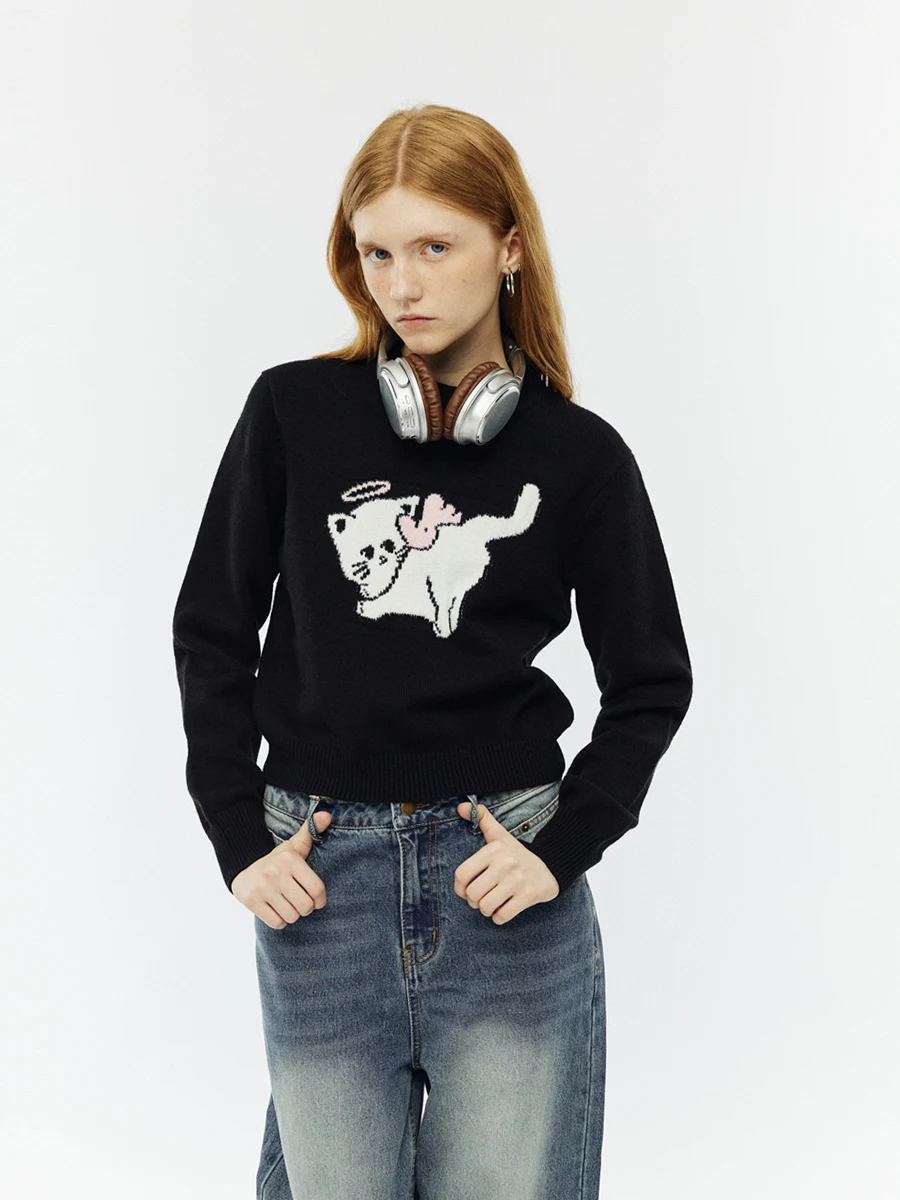 

Loose ort Basic UnderStr RS Butt Cartoon Knitted Sweater Faionable Korean Sle Commute Sle Polyester Fiber