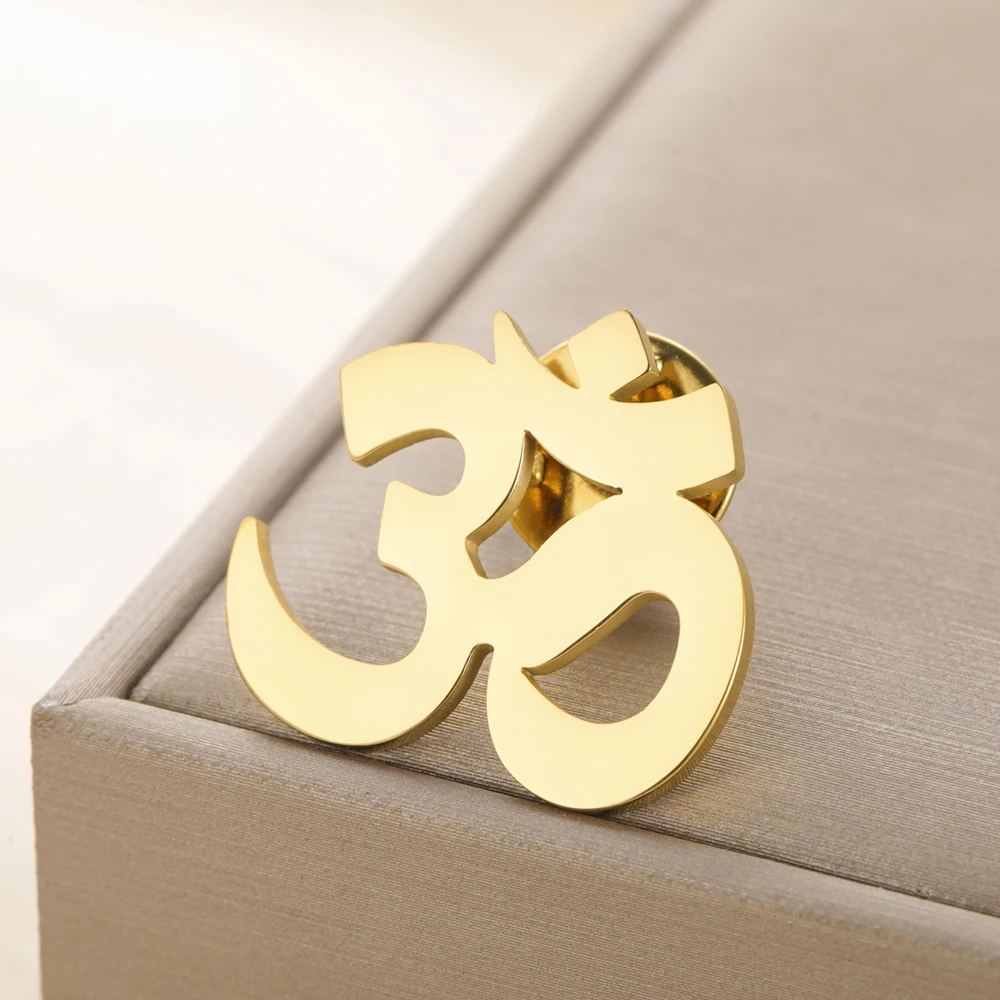 Dawapara Sanskrit Symbol Om Aum Ohm Brosche Yoga Schmuck Hindu Spirituelles Amulett Edelstahl Anstecknadeln – Detail 9