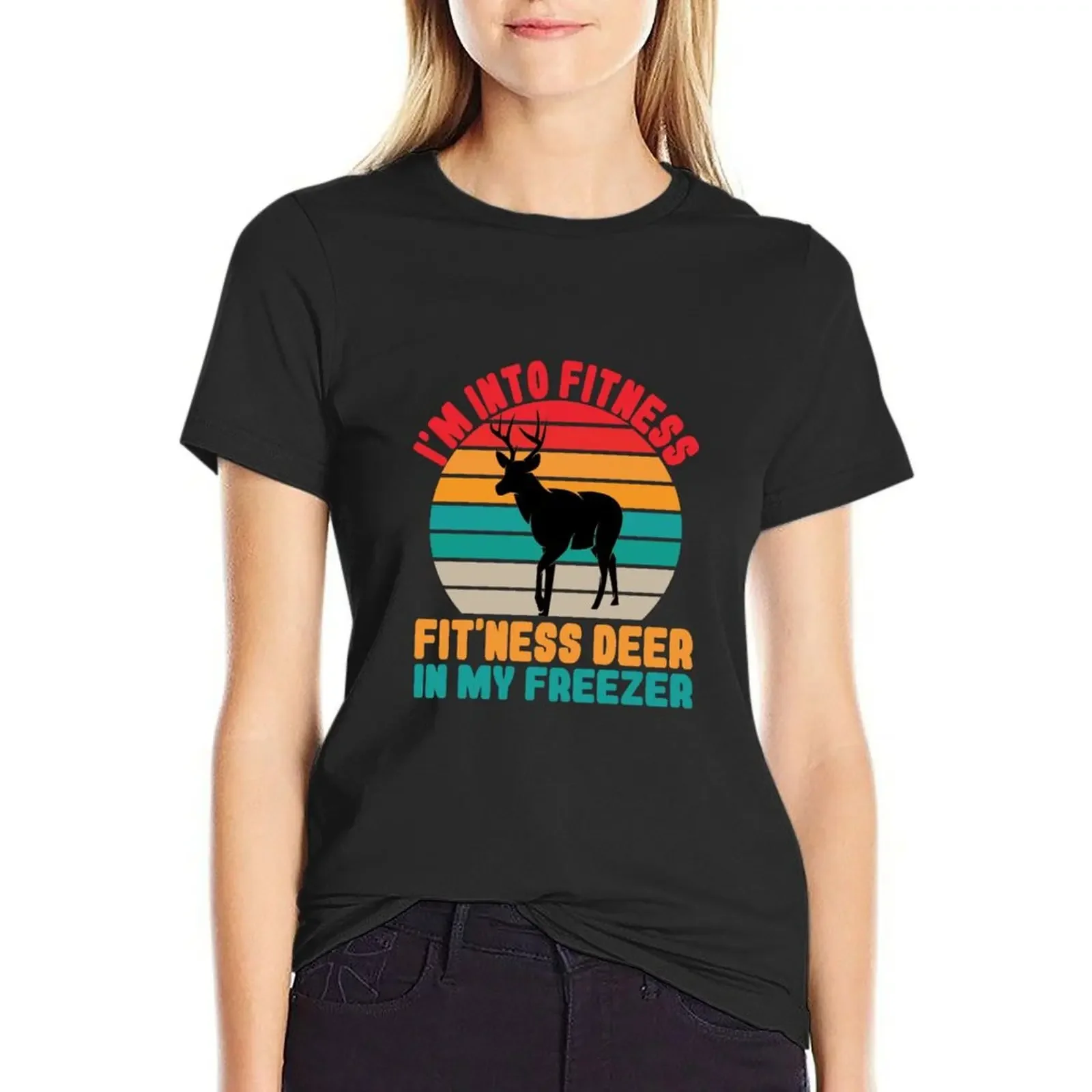 i'm into fitness fit'ness deer in my freezer T-shirt cute clothes summer top graphics t-shirt dress for Women plus size sexy