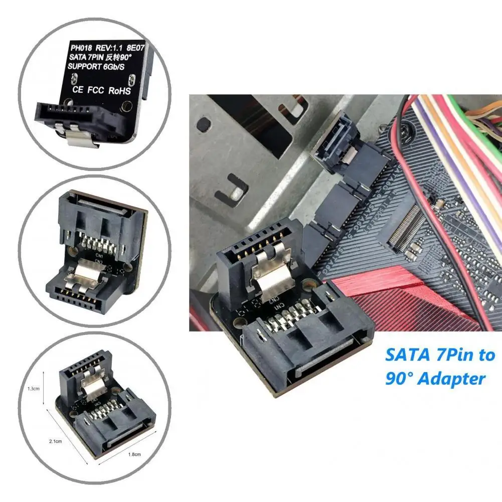 Lossless Fine Workmanship Motherboard SATA 7Pin Female to Male Connector 90 Degree Angled Compact Header Computer Accessories