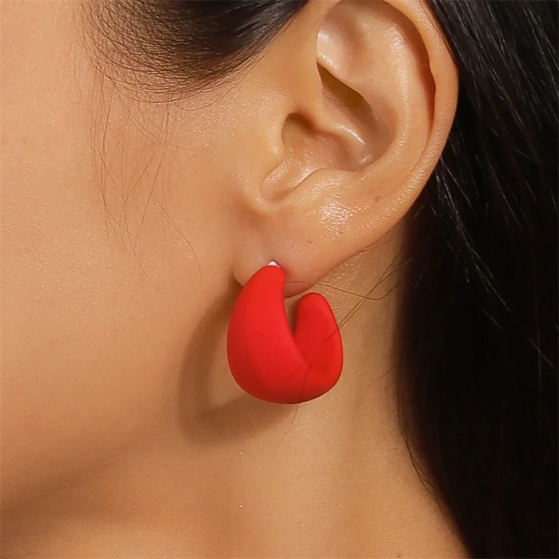 Aihua koreanische bunte Acryl klobige runde Creolen für Frauen einfache geometrische Harz Ohrringe Aussage Schmuck Geschenke – Detail 9