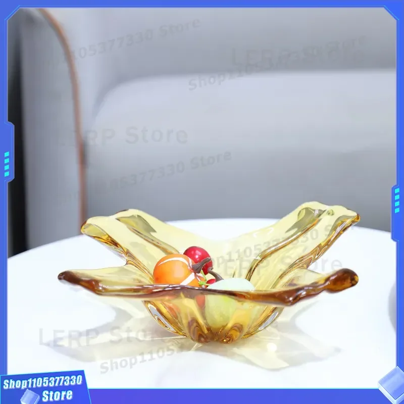 Handmade Amber Glazed Fruit Plate European Minimalist Art Decoration for Living Room Restaurant Hotel Home Ornament Display