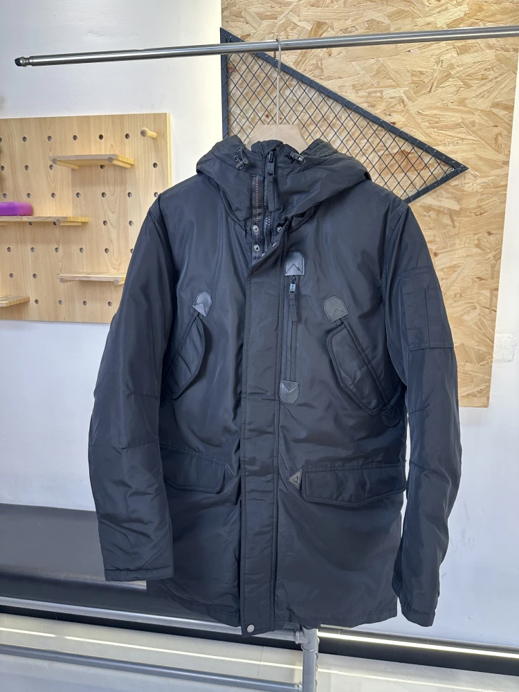 

Утепленная зимняя парка для мужчин: повседневная уличная рабочая куртка из хлопка с капюшоном, теплая, из полиэфирного волокна, стандартный крой