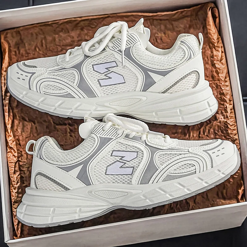 Baskets rétro en maille pour homme, style Dad Sneakers, légères et amortissantes, à lacets, deux couleurs au choix, pour le campus, le quotidien et la ville