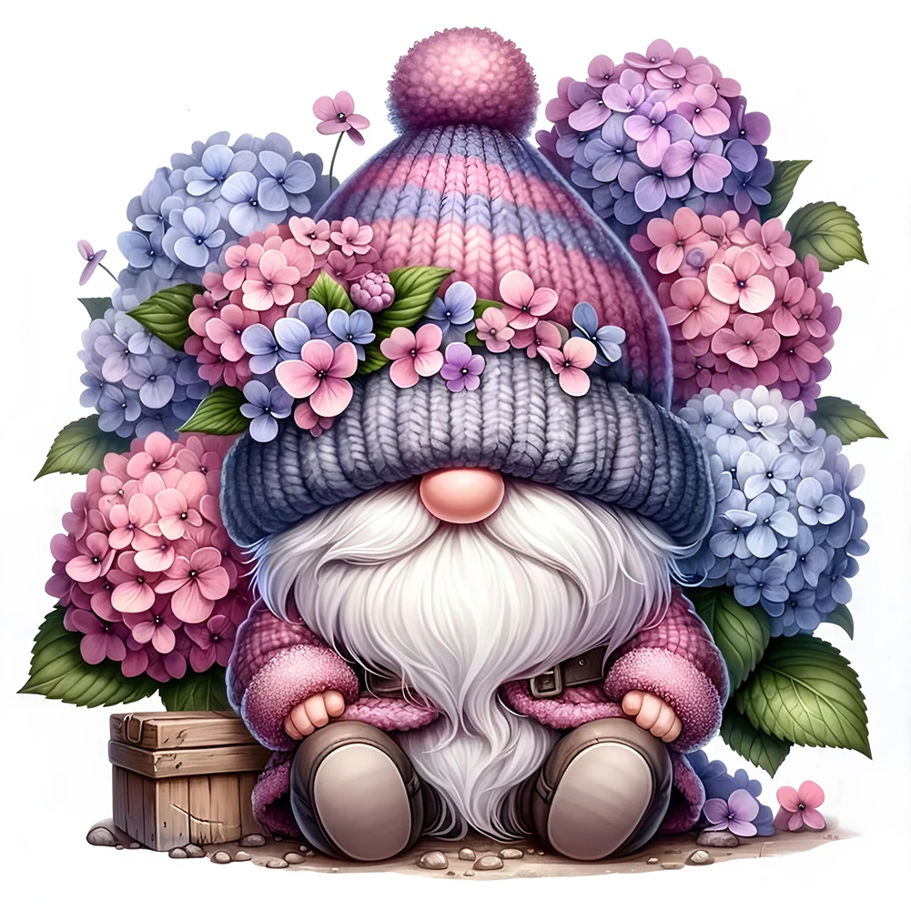 5D DIY 풀 라운드 드릴 다이아몬드 페인팅 라벤더 그놈 키트 홈 장식30x30cm