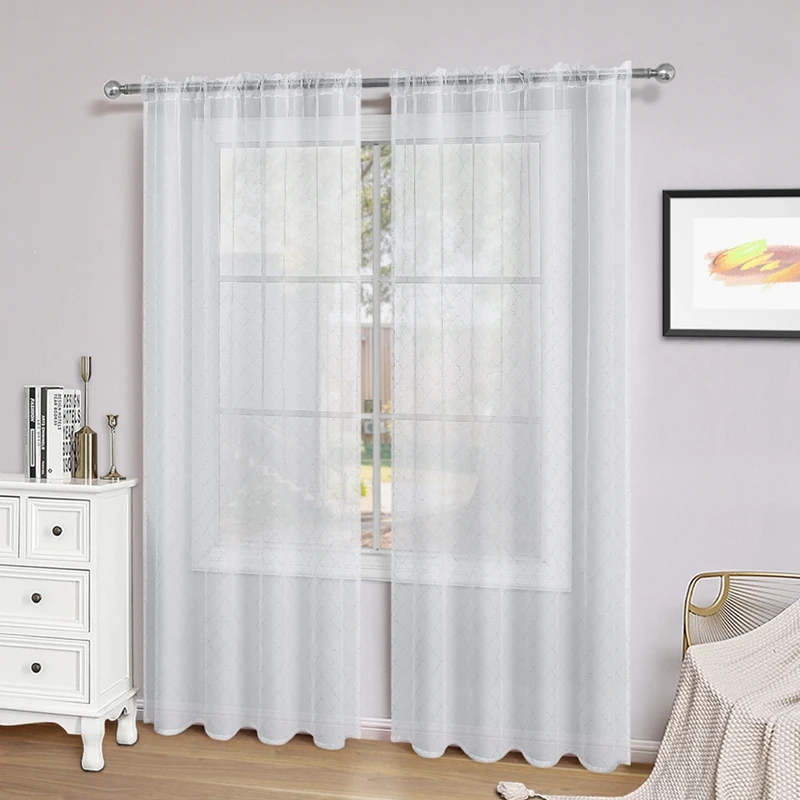 1pc White Transparent Curtains For Living Dining Room Bedroom Simple Window Drapery Sheer Curtains Home Window Decoration