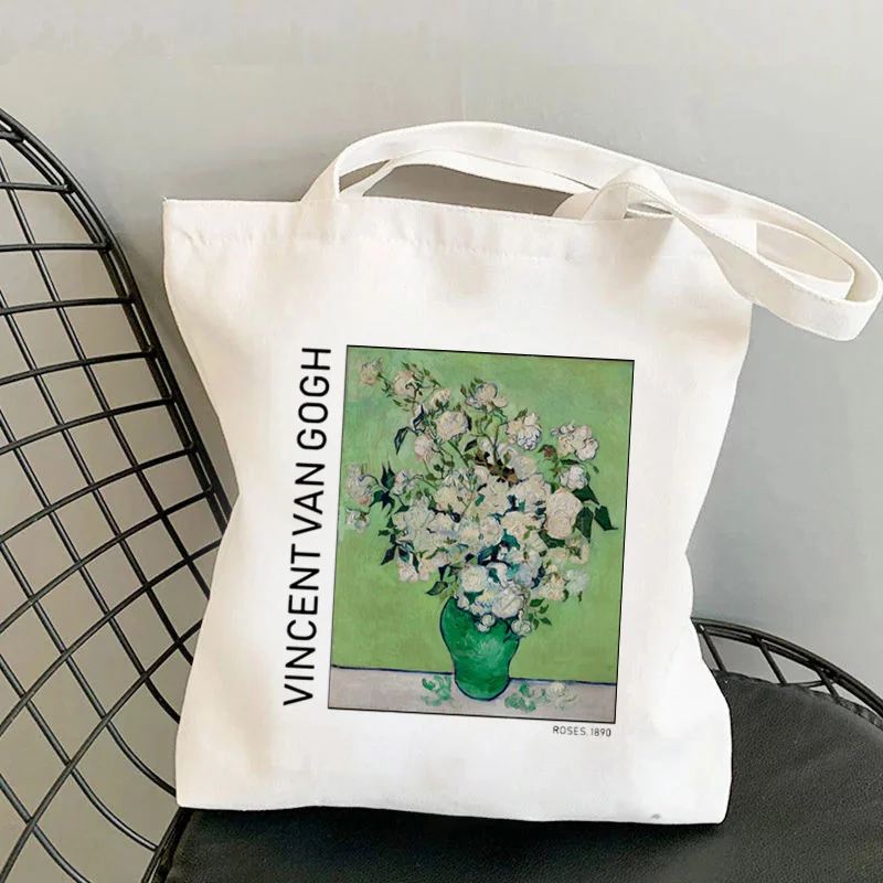 Shopper Van Gogh Img Gedruckt Kawaii Tasche Harajuku Frauen Einkaufstasche Leinwand Shopper Tasche Mädchen Handtasche Tote Bag Schulter Dame tasche