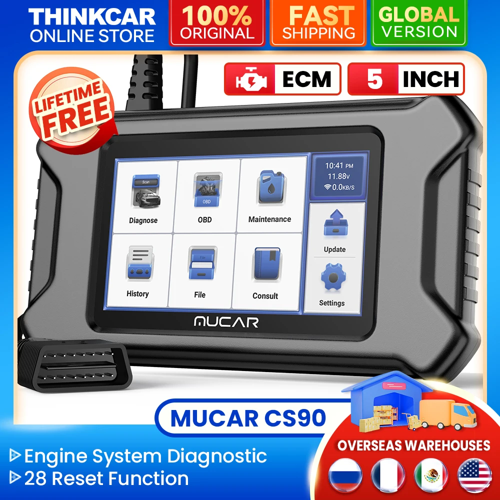 

MUCAR CS90 Professional OBD2 Scanner tools 28 Maintenance Services ECM System Lifetime Free Updater All Car Scan Diagnostic Tool