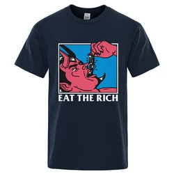 Eat The Rich Horror Comics Print Men T-Shirt High Quality Tee Clothes Loose Cotton T Shirts Breathable Mens Street Brand Tops