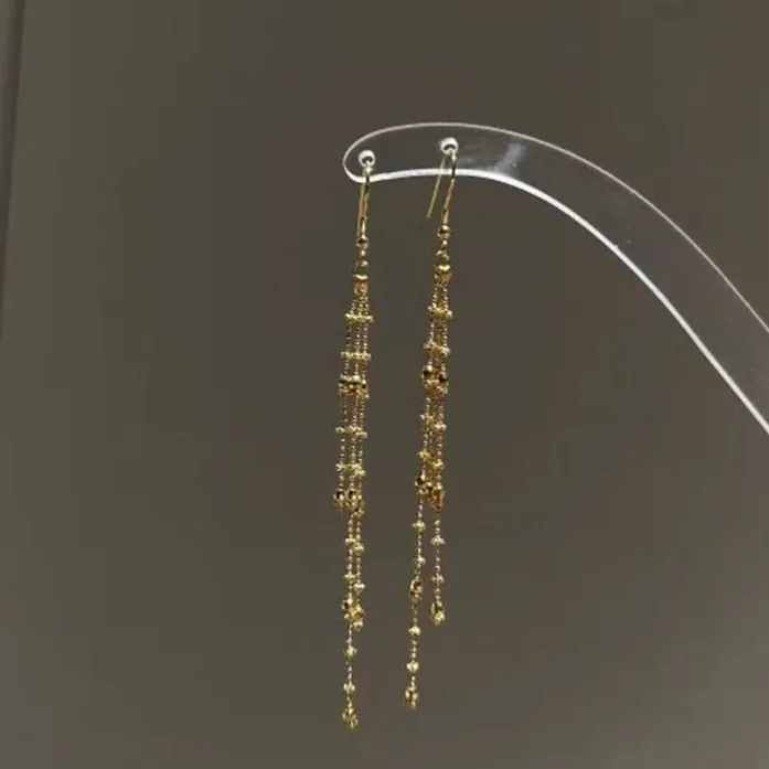Fashion super fairy simple broken gold fringed earrings long niche personality temperament antique earrings