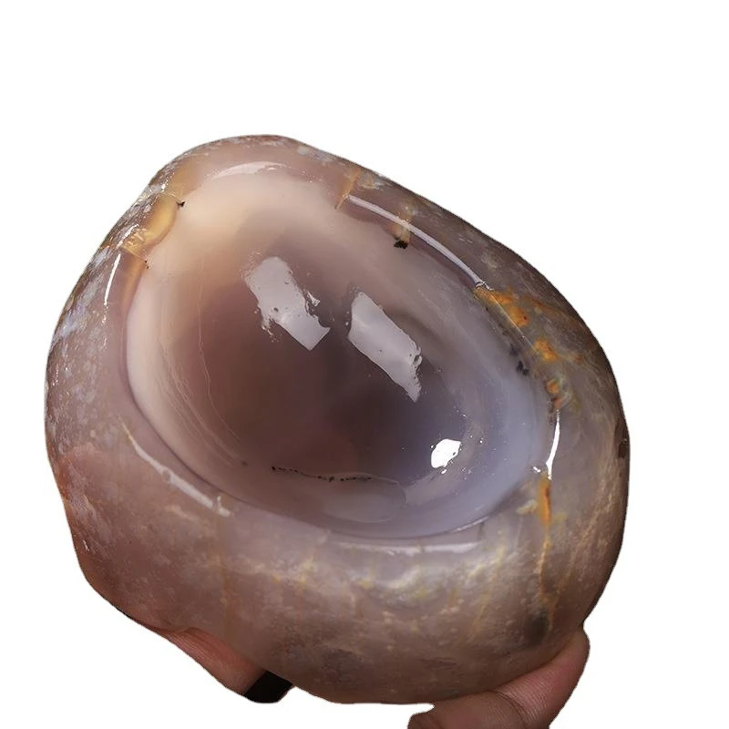 

Natural agate rough stone ash tank jade original leather bowl crystal chalcedony cornucopia desktop small ornament