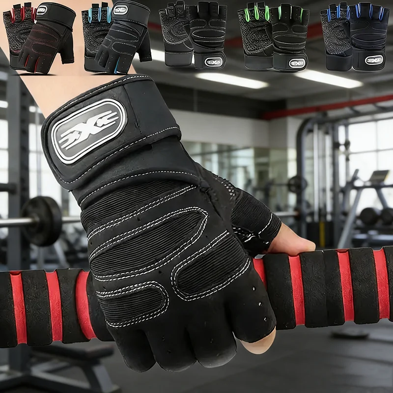 Trainingshandschuhe für Männer und Frauen Halbfinger-Handschuhe mit Handgelenkbandage für Sport Gewichtheben Training Fahrrad Motorrad Gym-Handschuhe