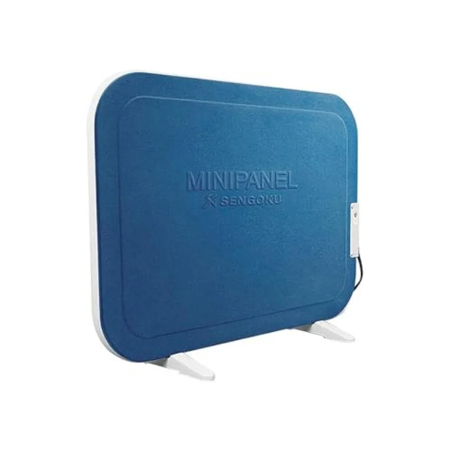 Compact Desk Mini Panel Electric Space Heater for Small Rooms Blue Grey Color Energy-Efficient Portable Heating Solution with A