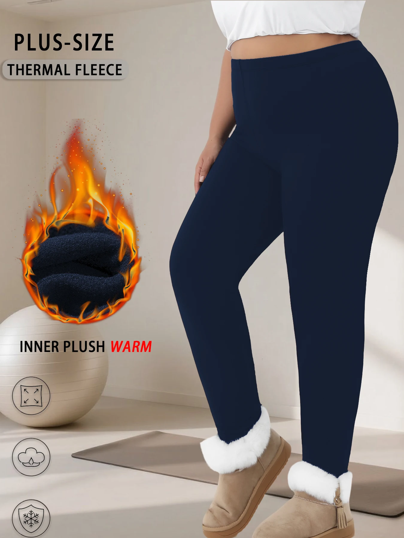 Plus Size Women's Thermal Fleece Lined Leggings. Super Soft Low