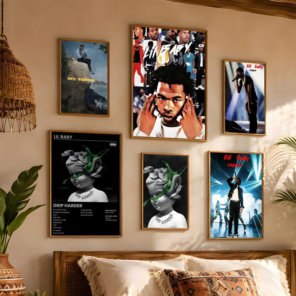 Pop Rap Music Album Cover L-Lil Baby Creamy Space Aesthetic Warm Decor Inspiration Quick Wall Transformation Cozy Home Poster