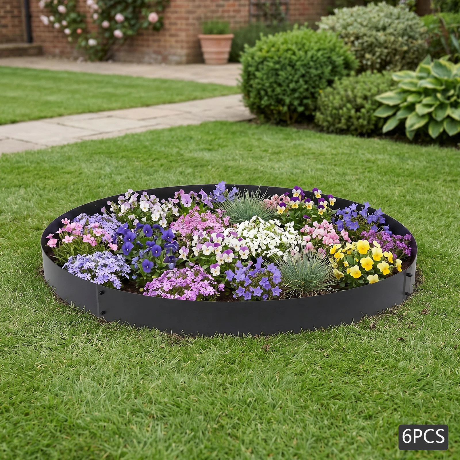 6 Pack Garden Lawn Edging Borders, Flexible Garden Lawn Edge, 10.5cm Height Landscape Edging With Installation Gloves For Flower Bed, Pathway, Yard
