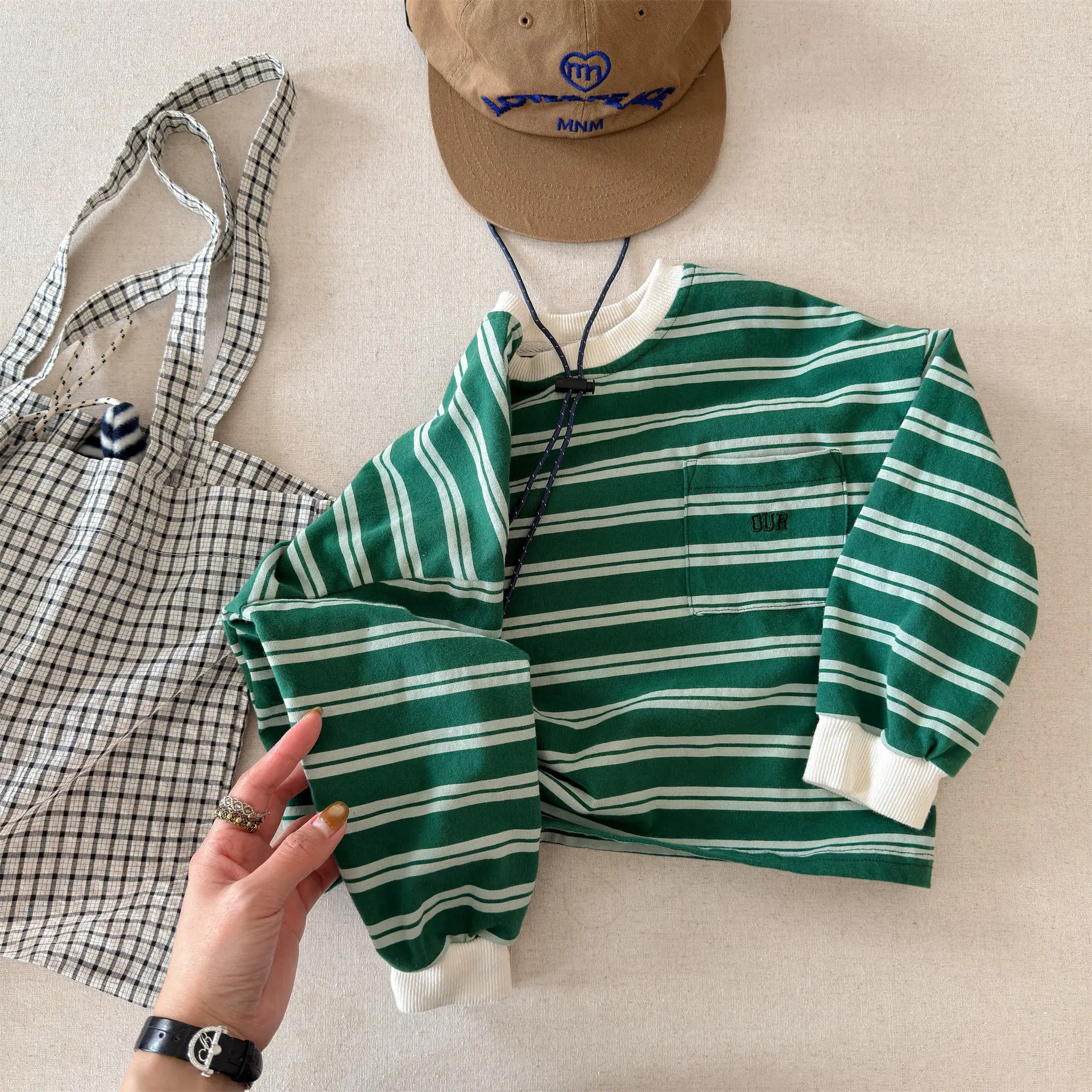 2026 New Spring Baby Boys Striped T-shirts Long Sleeve Pullovers Tops Korean Style Children Casual Tees
