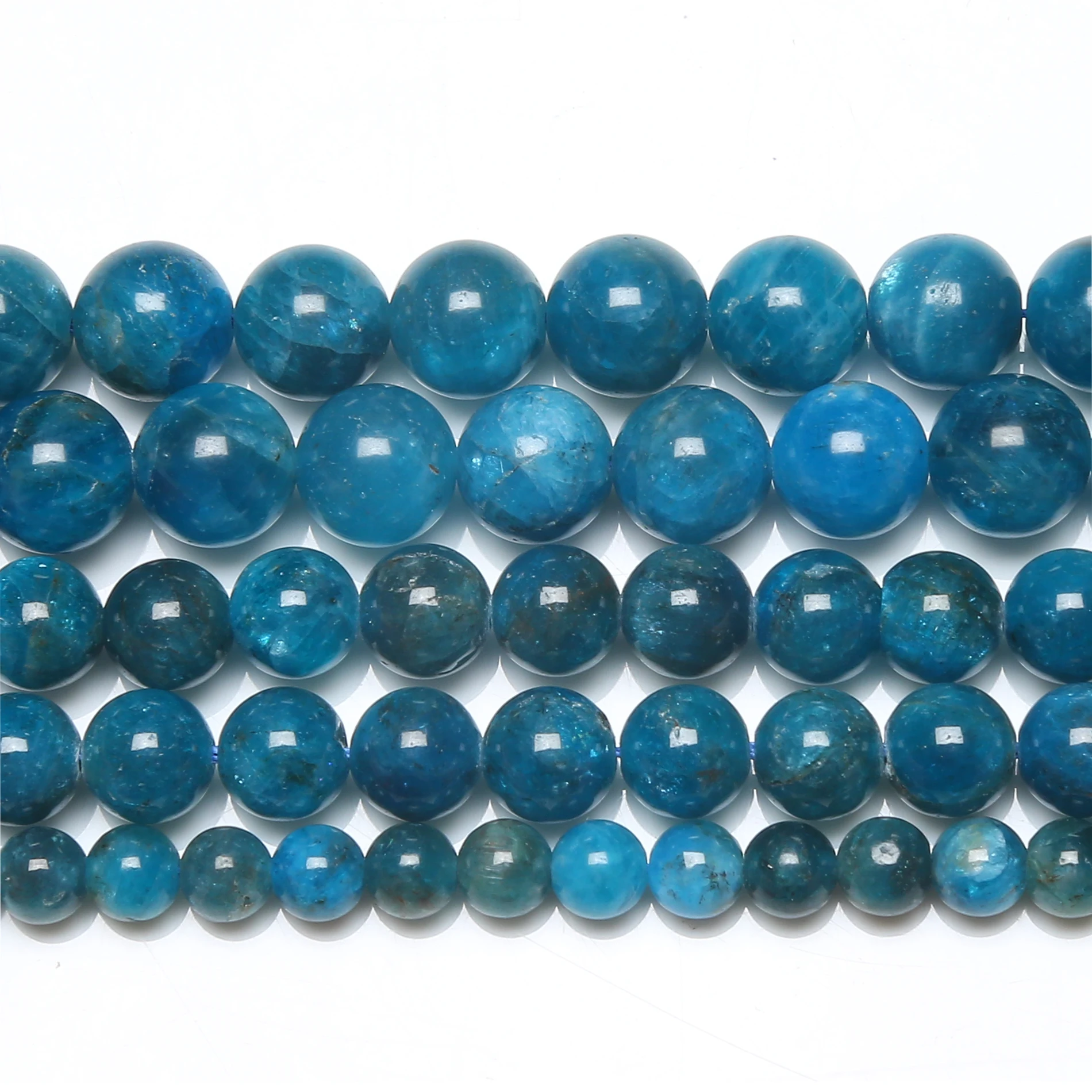 Genuine Semi-precious Natural Stone 6 8 10MM Size Blue Apatite Round Loose Beads 15\