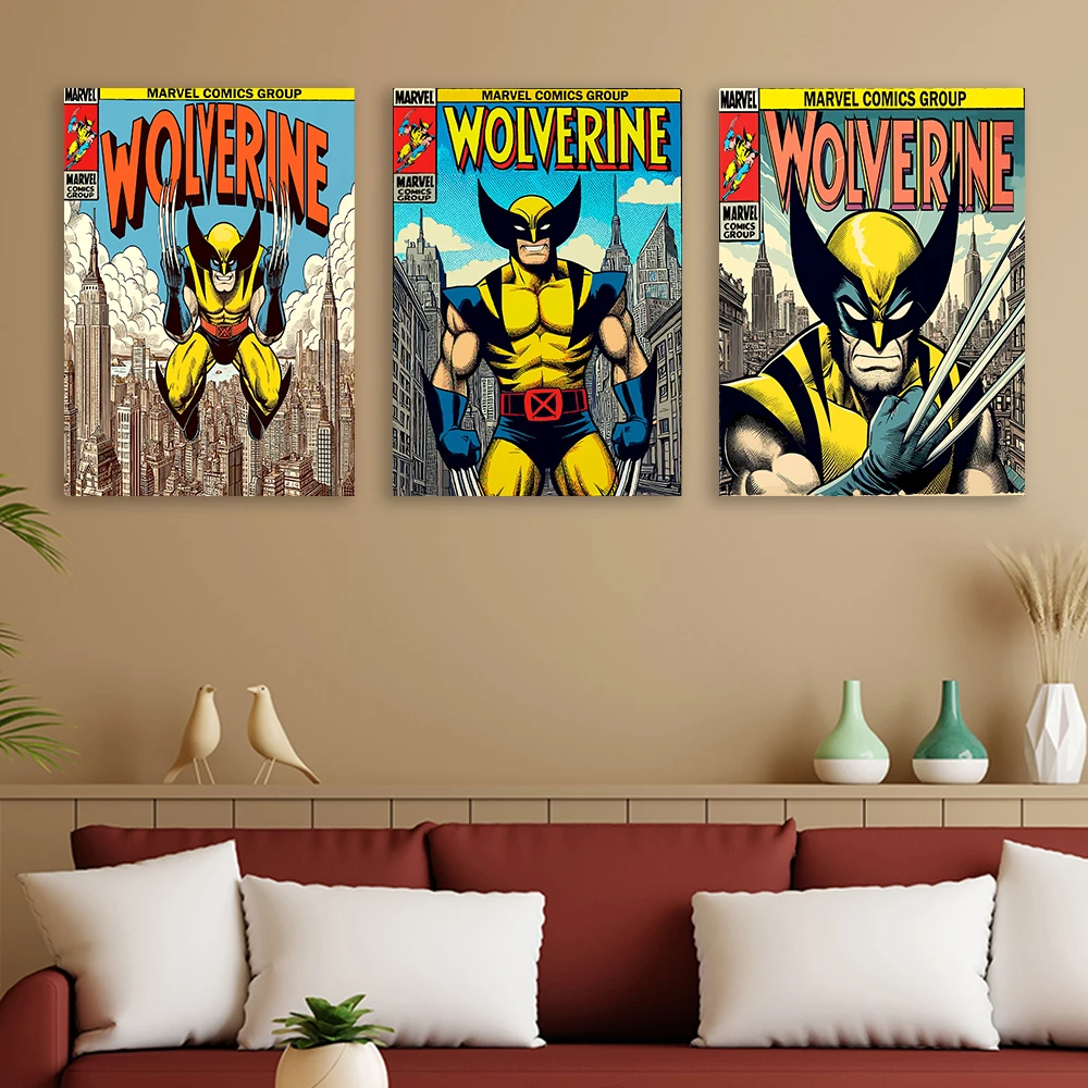 Disney Superhero Wolverine Poster Comics Art Canvas Painting Vintage Retro Art Print Home boys Room Decoration for Bedroom