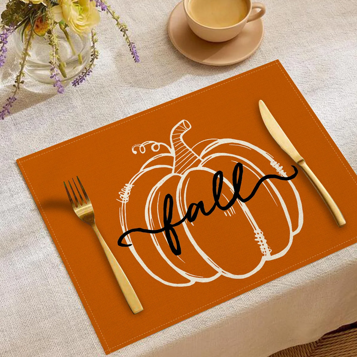 

Autumn Thanksgiving decorative placemats pumpkin tableware insulated table simple versatile Western restaurant kitchen supplies