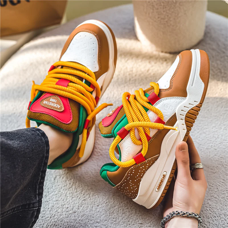 Designer Hamburger Sneakers Men Original Luxury Skateboard Shoes Men Casual Sports Shoes Street Hip Hop Men\'s Trendy Skate Shoes