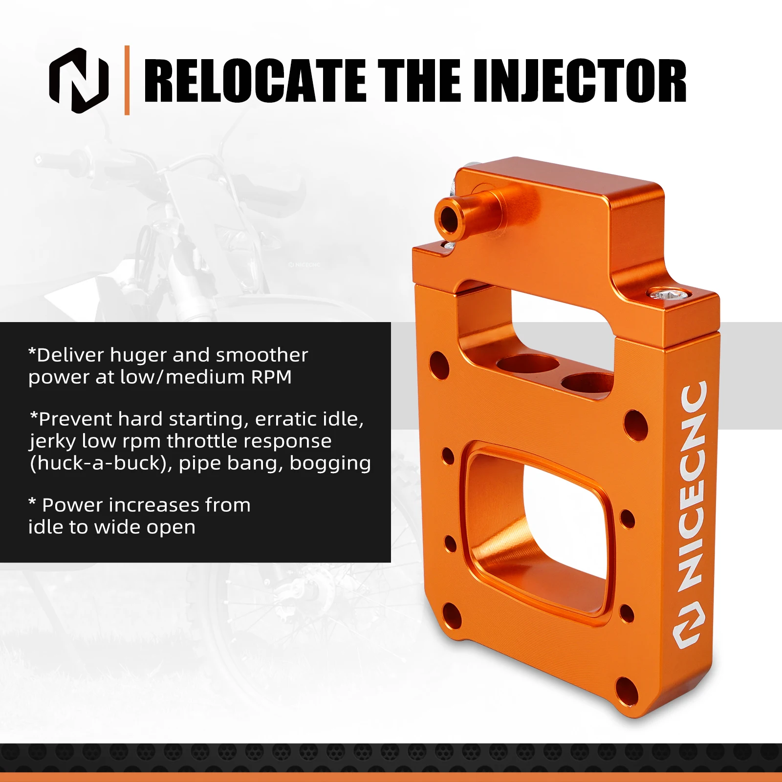 

For KTM EXC 300 TPI EXC 250 TPI Husqvarna TE 300i TE 250i 2018-2023 GasGas EC 300 2021-2023 TPI Fuel Injector Relocation Block