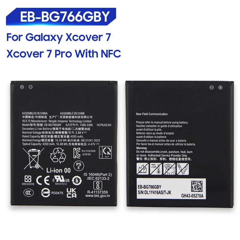 

Сменный аккумулятор для Samsung Galaxy Xcover7 Pro Xcover 7 с NFC EB-BG766GBY, аккумуляторная батарея для телефона, 4350 мАч