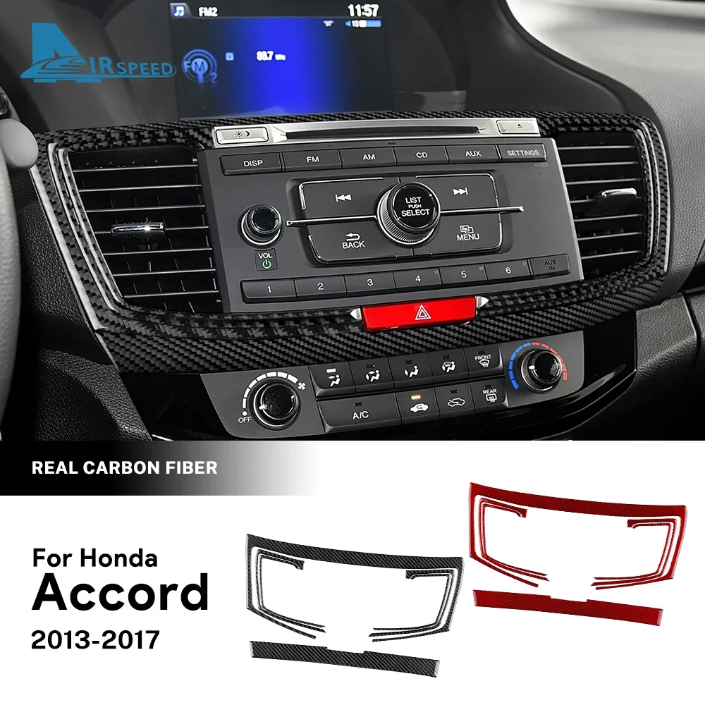 

For Honda Accord 2013 2014 2015 2016 2017 Real Soft Carbon Fiber LHD Car Center Air Vent Frame Sticker Interior Trim Accessories