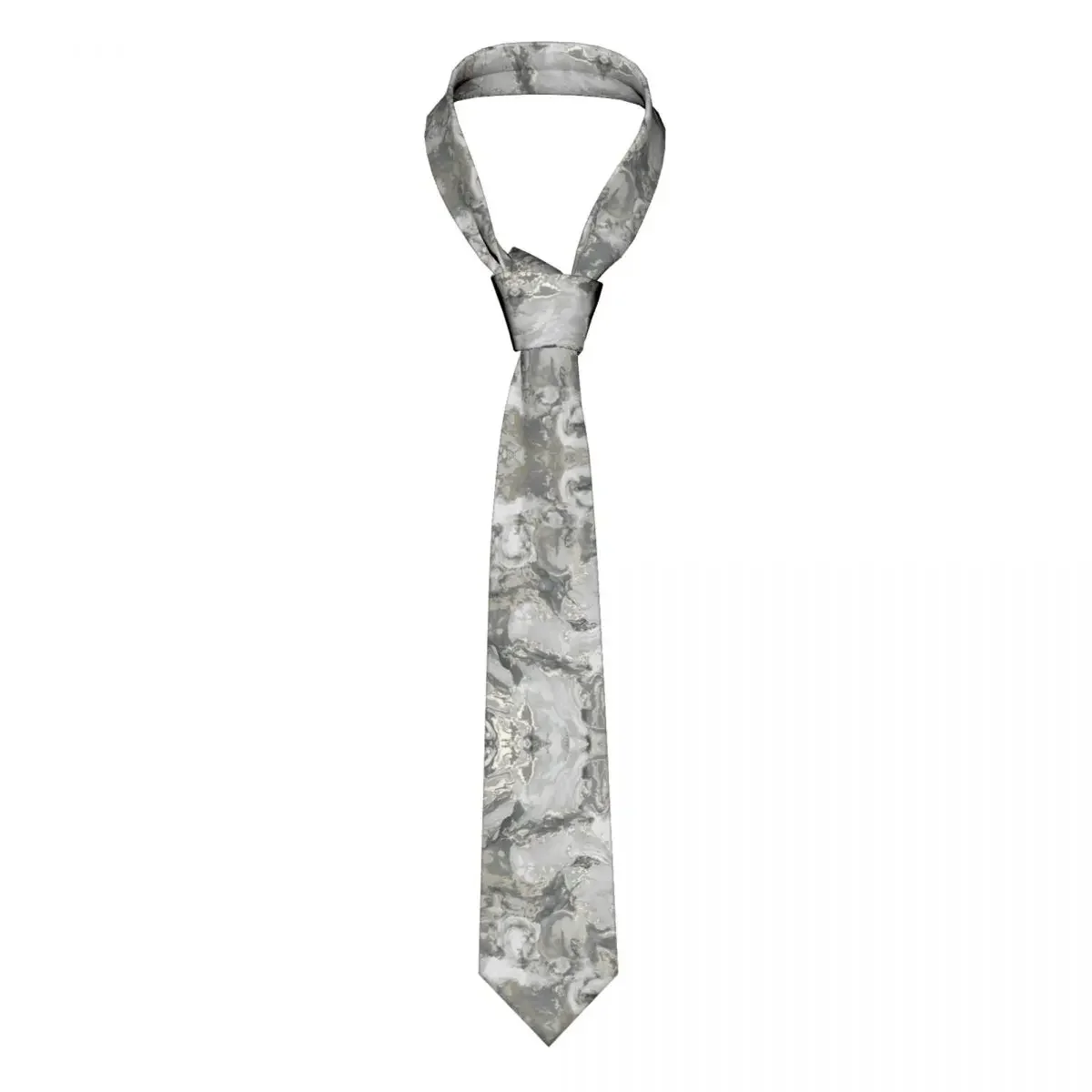 Marble Gray Silver Gold Men Necktie Polyester 8 cm Narrow Modern Marbled Neck Ties for Men Accessories Cravat Accessories