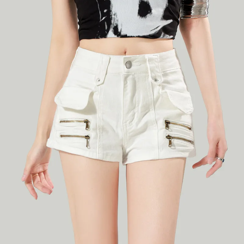 

Women's White High Waisted Jean Shorts Women Summer Casual Thin Stretch Aline Hot Short Jeans Female