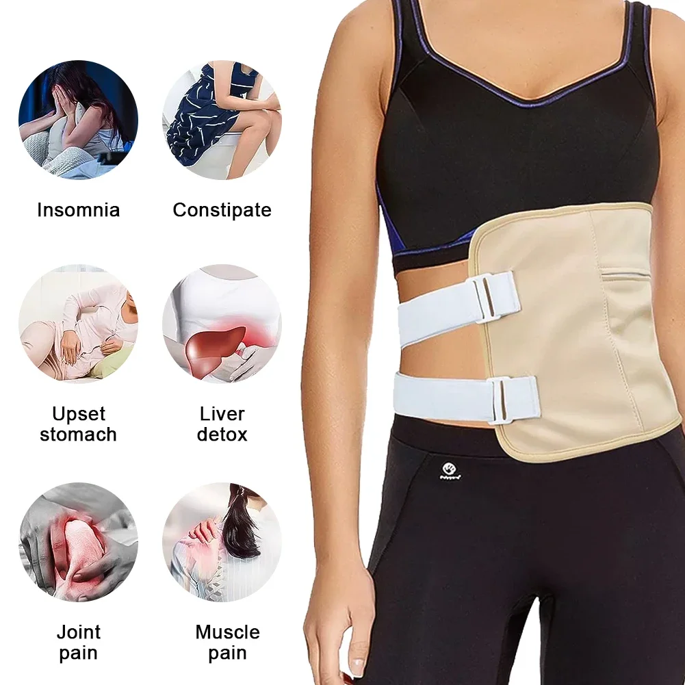 قطعة واحدة من عبوة زيت الخروع للرقبة والخصر قابلة لإعادة الاستخدام، حزمة ضغط بحزام مطاطي قابلة للتعديل لصحة الجسم، لفافة الخصر والرقبة