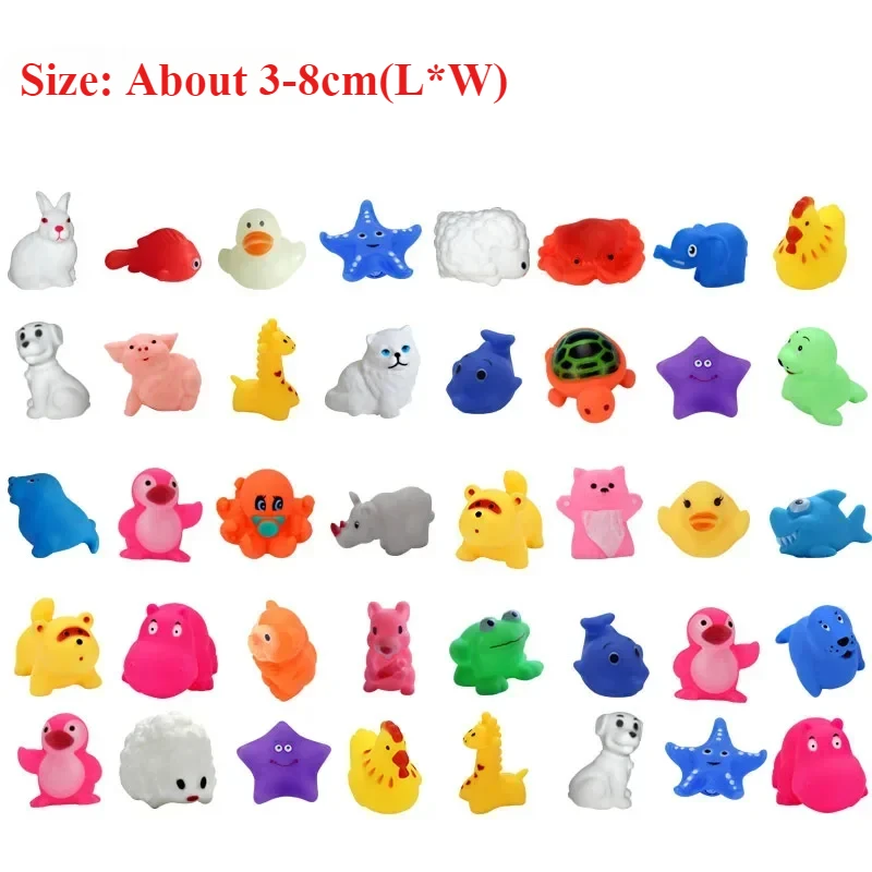 5pcs Small Animal Toys Soft Rubber Float Squeeze Sound Squeaky Bathing Water Toy For Pet Kids Random Style