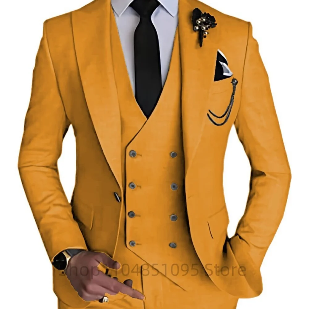 الرجال 3 قطعة سليم صالح الزفاف سهرة الدعاوى الذروة التلبيب حفلة رسمية رفقاء البدلة مجموعة مع السترة سترة السراويل