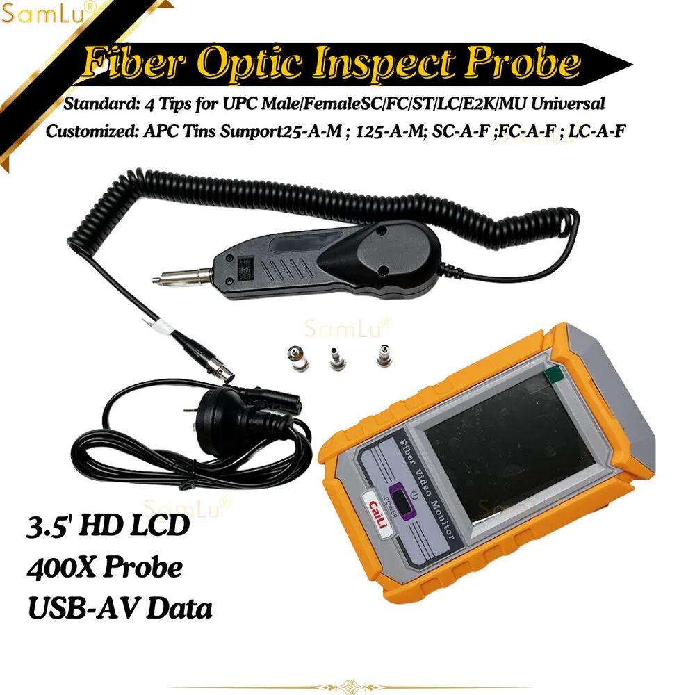FVM-100 Inspection Fiber Video Probe Microscope Fiber Optic End Face Inspection Detector Display Optical Cleaning Tool Clean pen