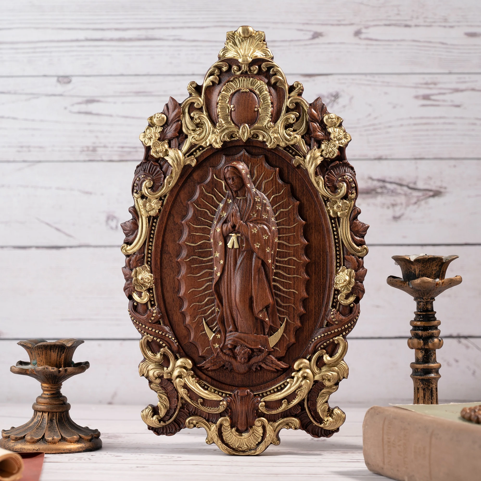 Virgen de guadalupe, Mary statue, Our Lady, Catholic altar, church decorations, icon, prayer, wall art