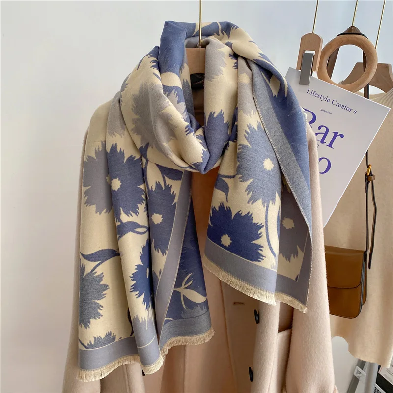Air-conditioning Shawl for Women in Autumn and Winter Office Nap Knitted Blanket Imitation Cashmere Tassel Mid-length Warm Scarf