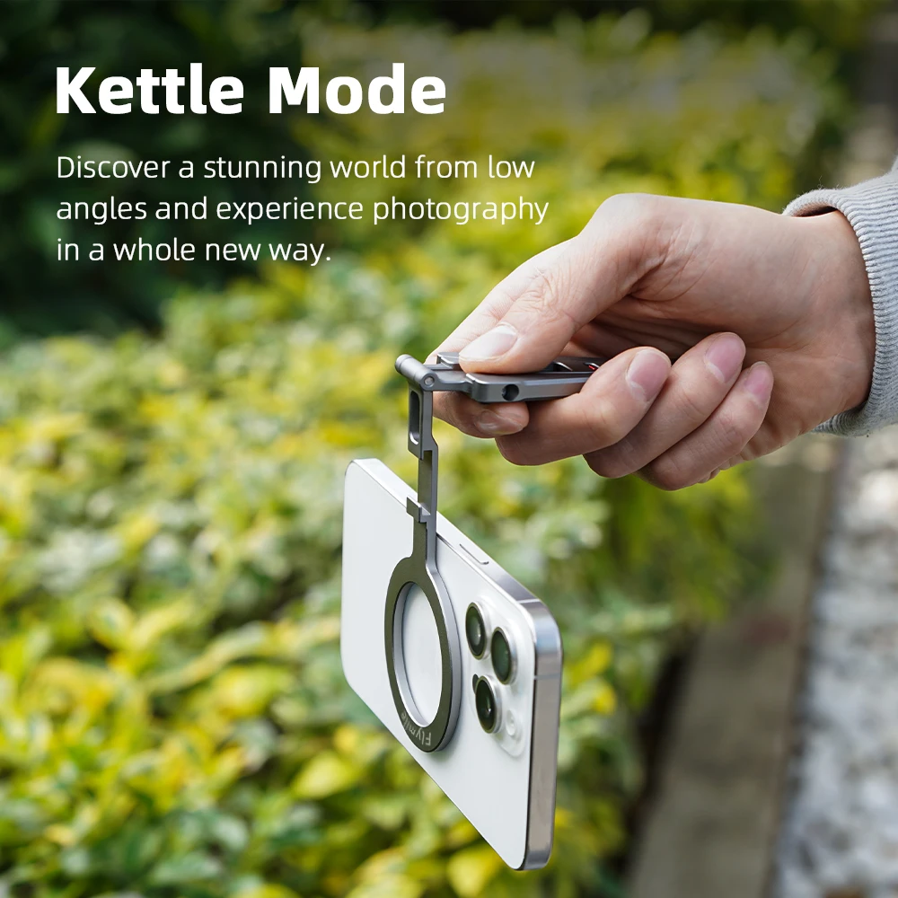 Flymile Magnetic Selfie Stick Tripod for iPhone 16 15 14 13 12 Pro Max Phone Foldable Tripod 1/4" Holes Compatible with MagSafe