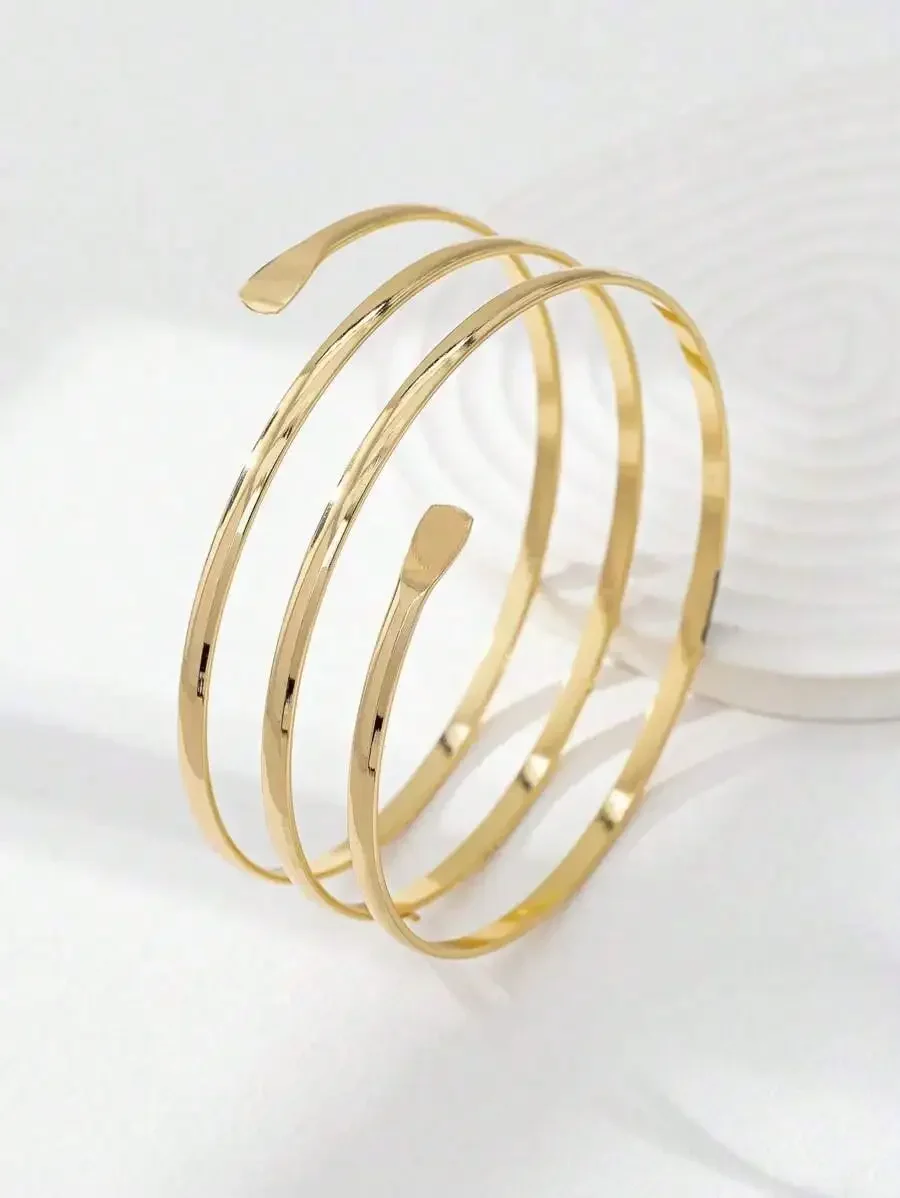 1pc Women Metal Wire Armband, Upper Arm Bracelet, Summer Body Jewelry - Detail 1