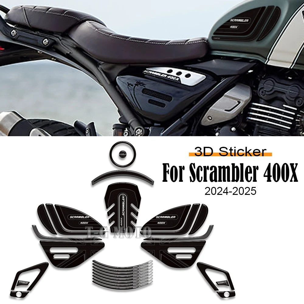 

For Triumph Scrambler 400X 400 X Stickers Tank Pad Side Grips Gas Fuel Oil Kit Knee Fairing Fender Wheels Decals 2024 2025