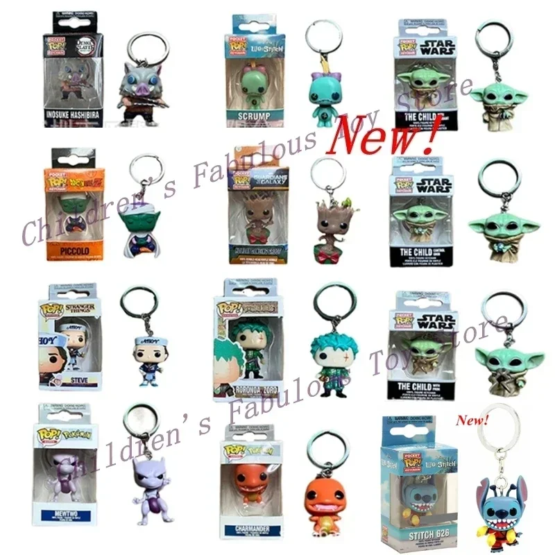 41 styles New Arrival funko Keychains Stitch Scrump Groot Piccolo Steve Star-wars Keychain Yoda Child Scrump Action Figure Toy