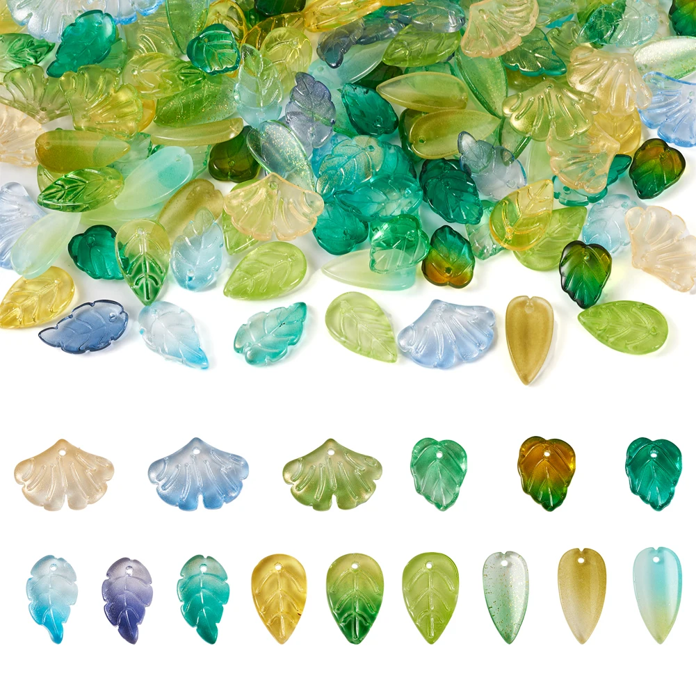 

Glass Leaf Charms Leaves Lampwork Pendants Ginkgo Leaf Czech Glass Beads for DIY Earrings Bracelet Necklace Jewelry Making