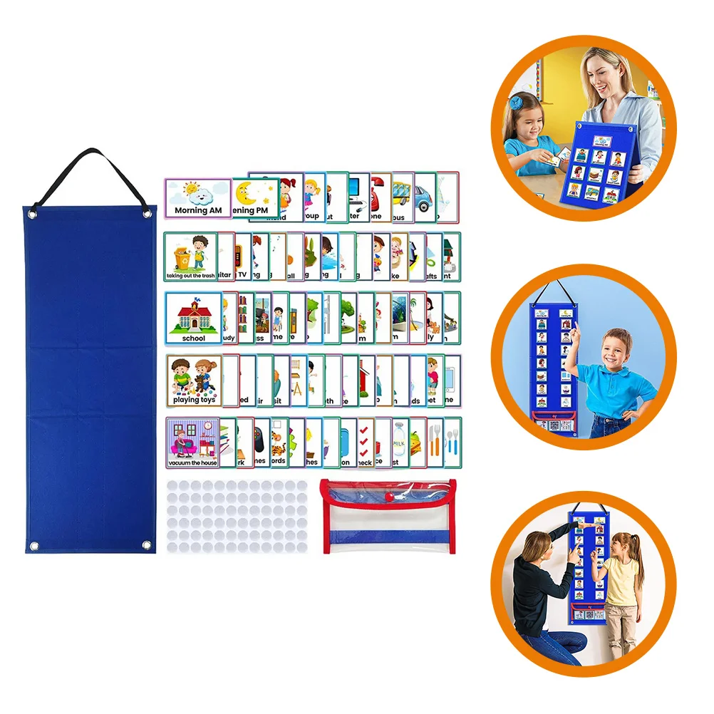 

Kids Daily Routine Chart Learning Materials Schedule Blue Non-woven Fabric Toddler