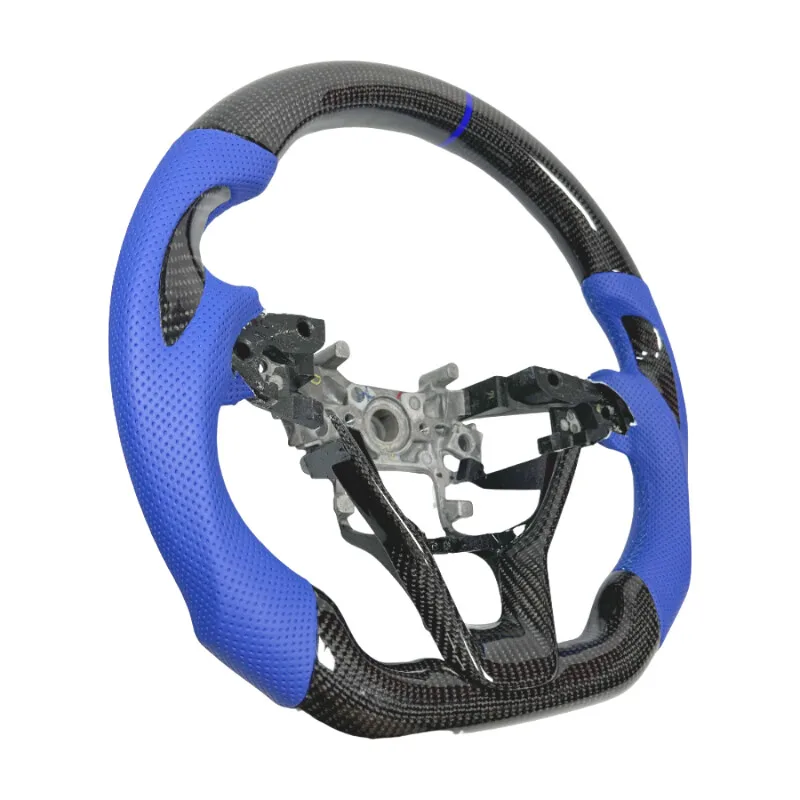 Maßgefertigtes blaues Lederlenkrad aus echtem Carbon für Honda Accord 10. Generation – Detail 3