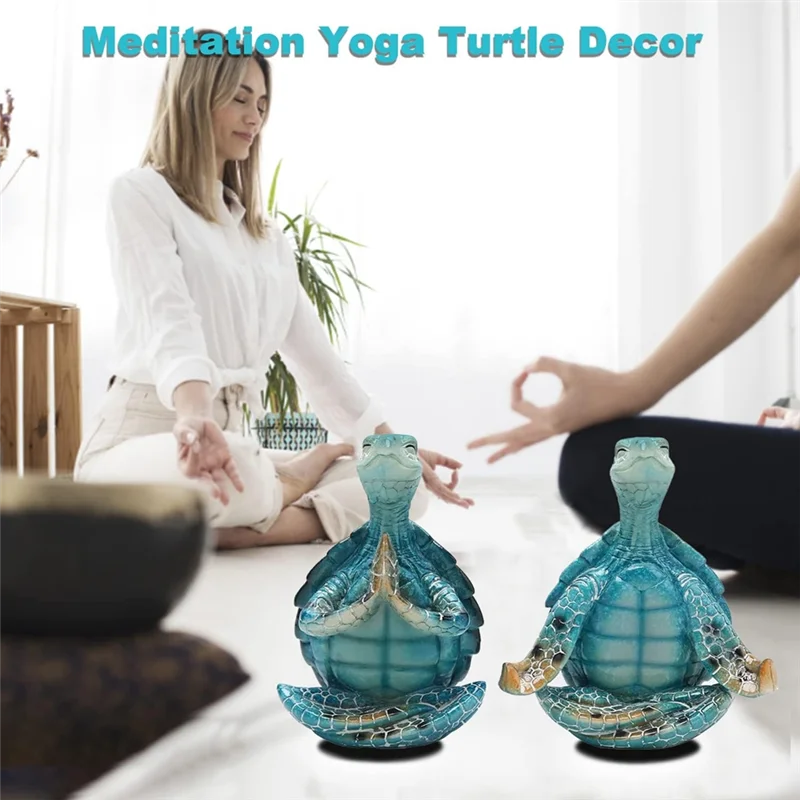 

ALIM-2PCS Sea Turtle Yoga Figurines Decorations, Meditation Yoga Turtle Decor, Garden Meditating Yoga Turtle Figurine